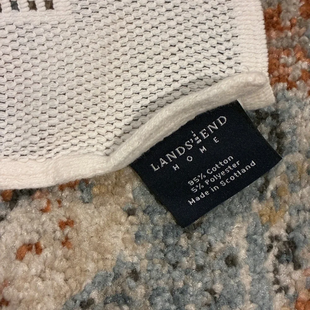 Lands End Baby Blanket Infant White Bunny Pointelle Cotton Nursery Cottagecore